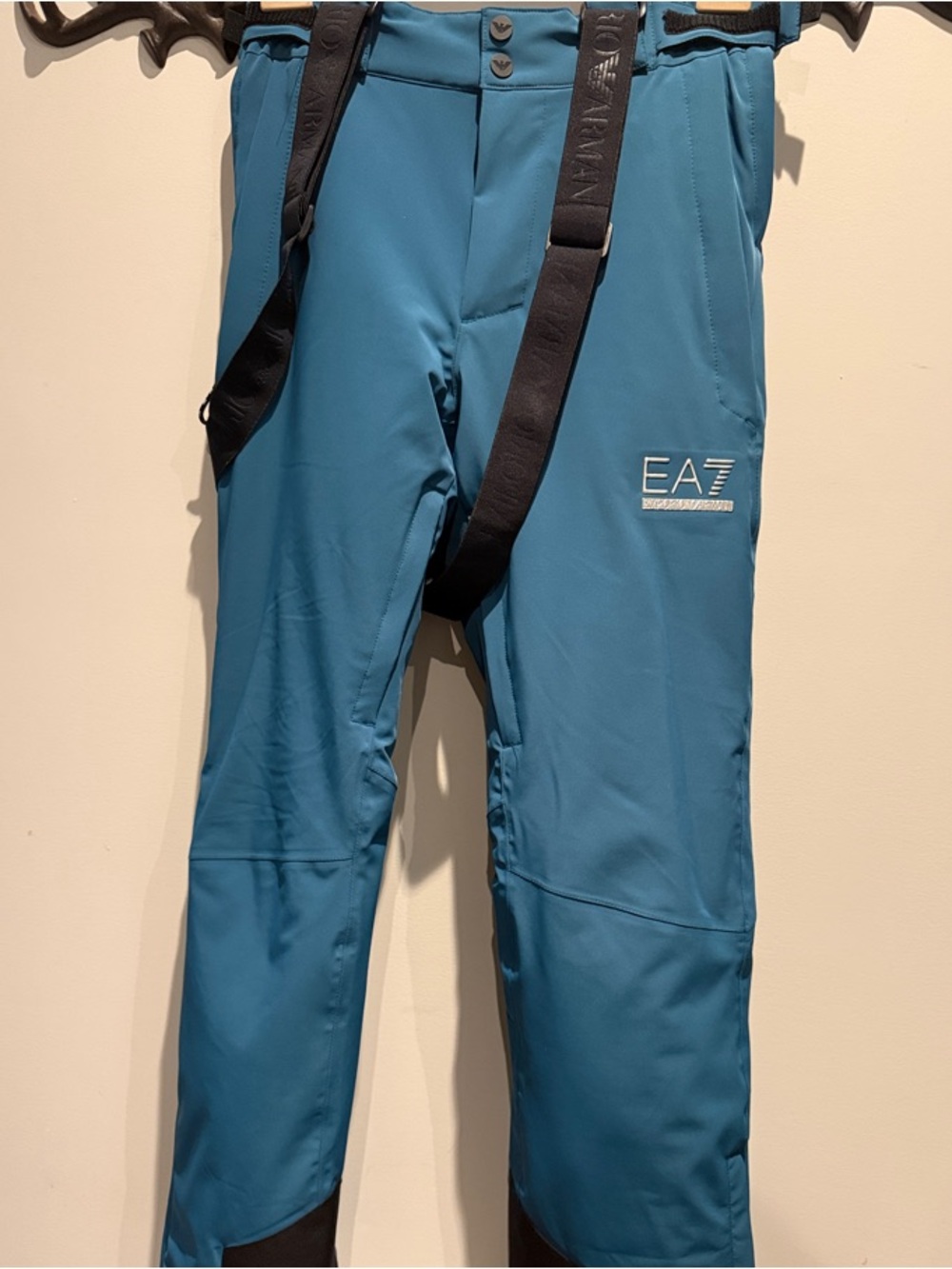 Emporio Armani EA7 Teal Ski Pants with Black Suspenders